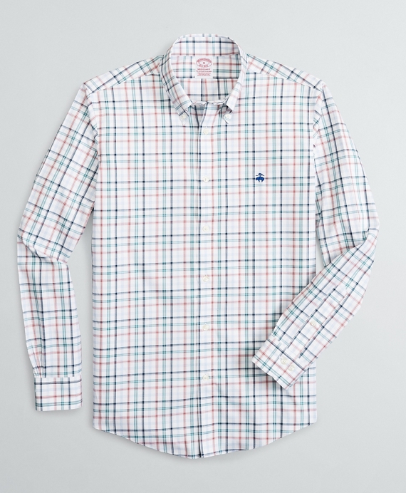Stretch Madison Relaxed-Fit Sport Shirt, Non-Iron Plaid - Brooks Brothers