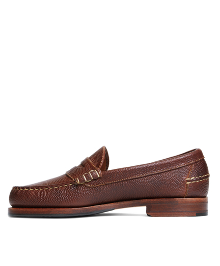 Men's Brown Football Leather Penny Loafers | Brooks Brothers