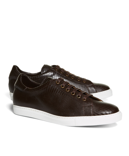 Men's Brown Lizard Leather Sneakers 