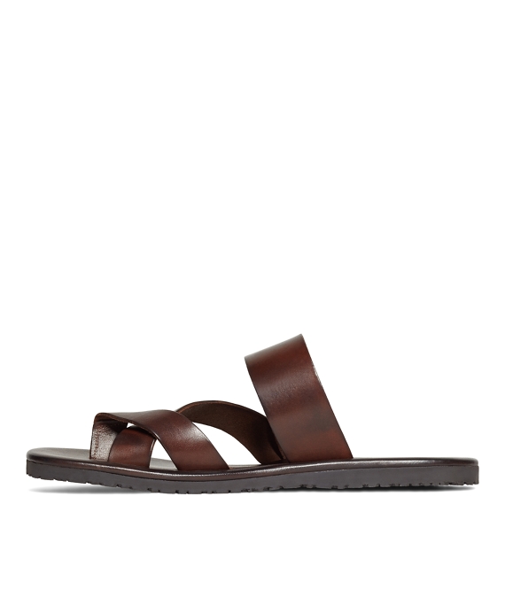 Men's Dark Brown Leather Criss-Cross Sandals | Brooks Brothers