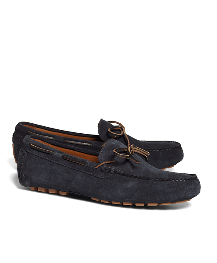 Men's Navy Blue Suede Lace-Up Driving 