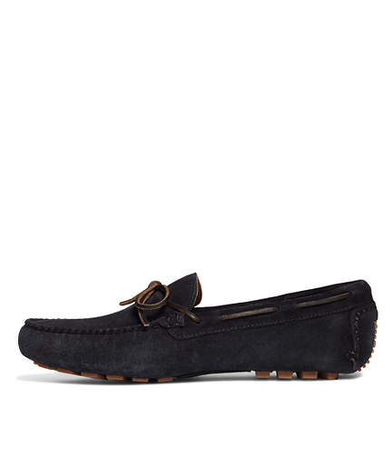 Men's Navy Blue Suede Lace-Up Driving 