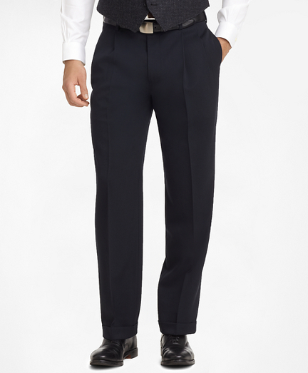 Men's Regular Fit Pleat-Front Classic Gabardine Pants | Brooks Brothers