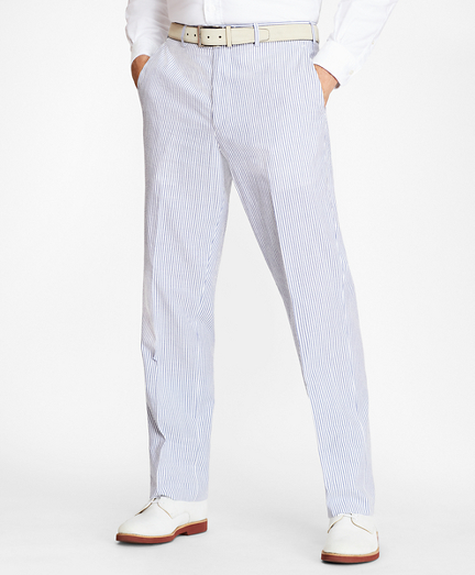 Regent Fit Stripe Seersucker Trousers - Brooks Brothers