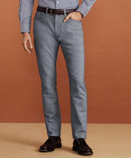 Golden Fleece&reg; Five-Pocket Stretch Cotton-Linen Trousers