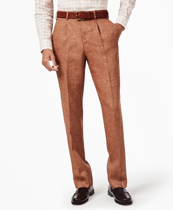 Regent Fit Single-Pleat Linen Trousers - Brooks Brothers