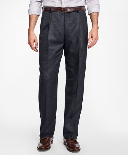 Madison Fit Wool Flannel Pleat-Front Trousers