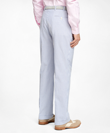 Men's Regular Fit Blue Striped Seersucker Suit Brooks Brothers