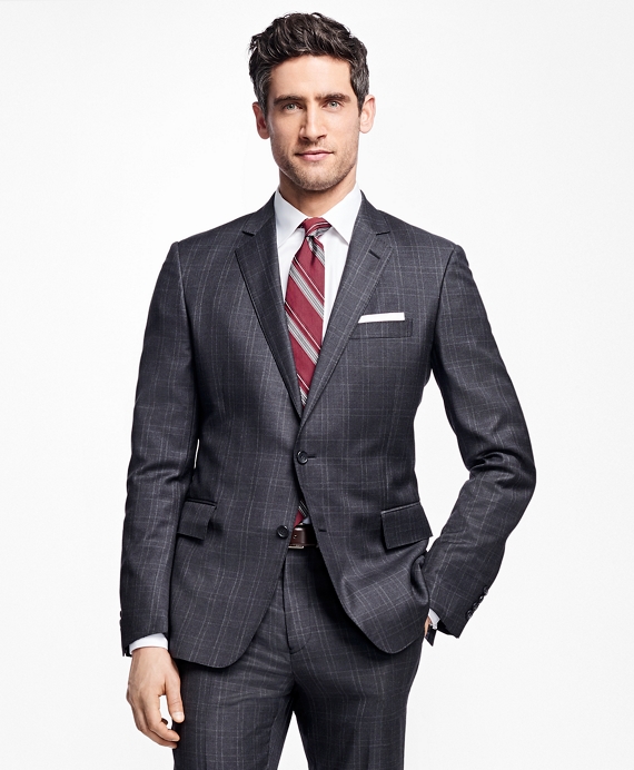 Regent Fit Tic with Double Windowpane 1818 Suit - Brooks Brothers