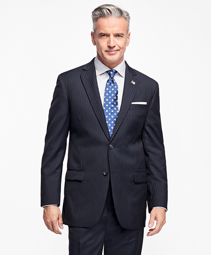 Madison Fit Saxxon&trade; Wool Narrow Double Pinstripe 1818 Suit