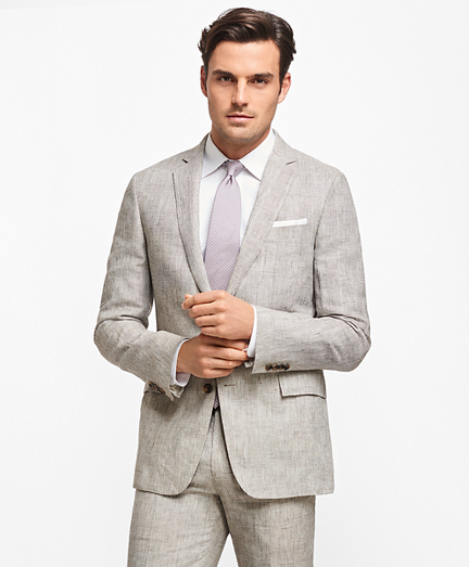 Regent Fit Plaid Linen Suit