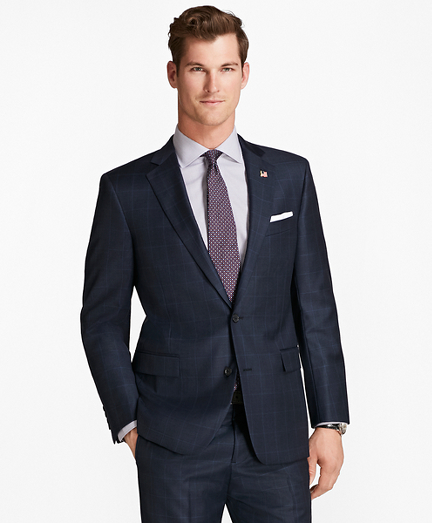 Regent Fit Saxxon™ Wool Tic with Windowpane 1818 Suit - Brooks Brothers