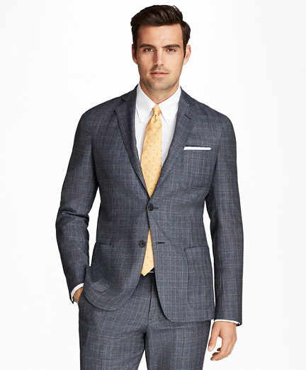 Regent Fit BrooksCloud&trade; Flannel Plaid with Windowpane 1818 Suit