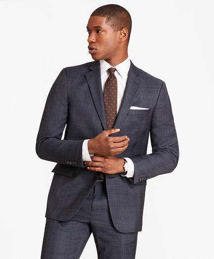 Regent Fit Saxxon&trade; Wool Blue Plaid 1818 Suit