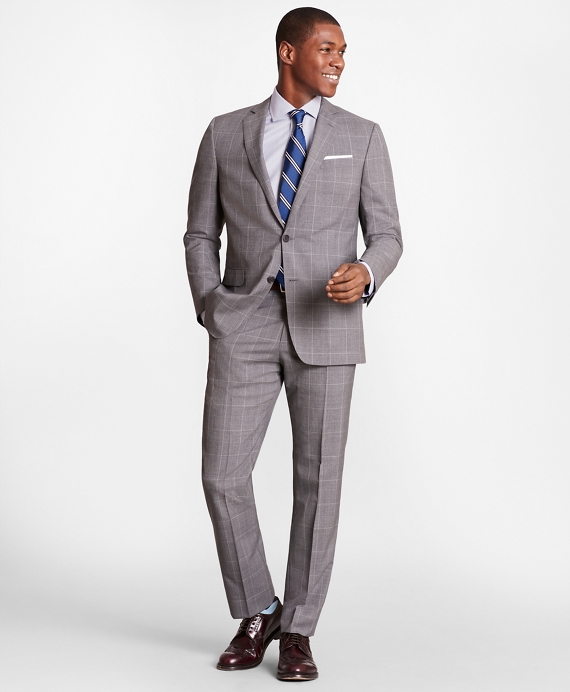 BrooksGate™ Regent-Fit Windowpane Wool Suit Pants - Brooks Brothers