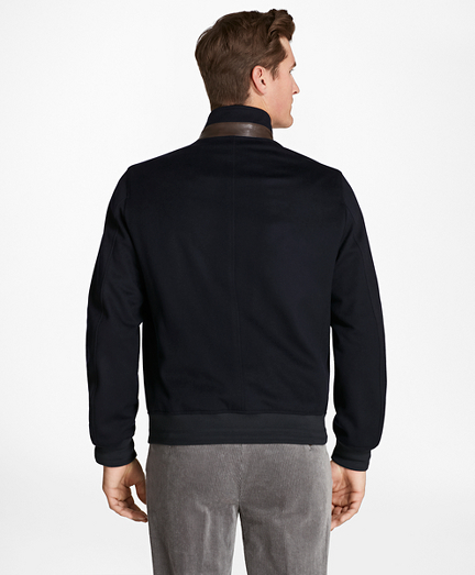 brooks brothers fur collar wool bomber