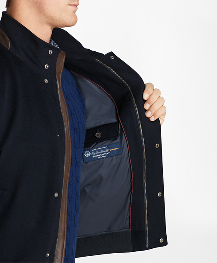 brooks brothers fur collar wool bomber