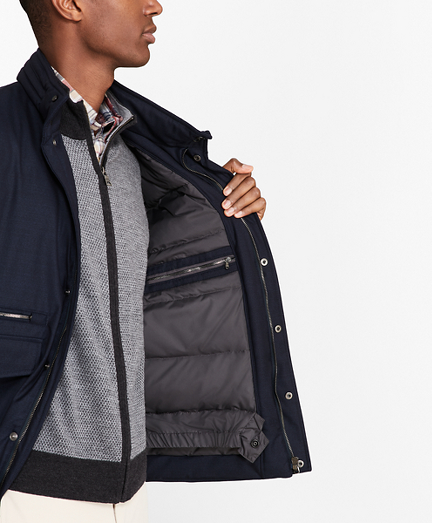 brooks brothers fur collar wool bomber