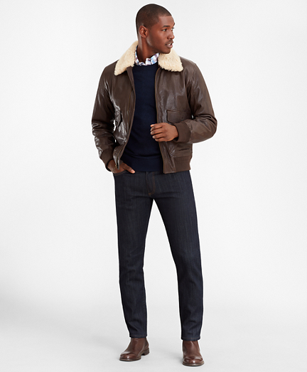 brooks brothers leather jacket