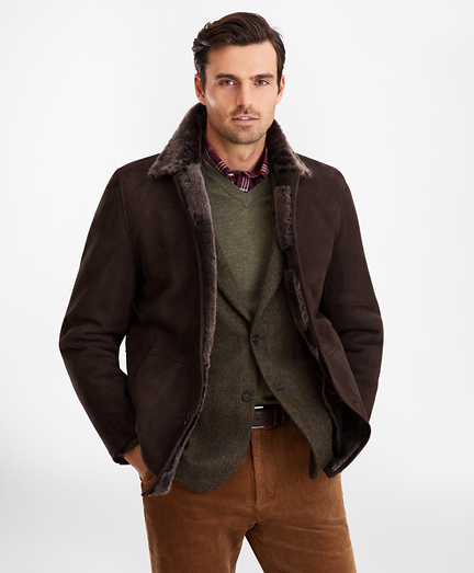 brooks brothers shearling coat