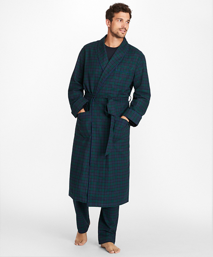 Black Watch Flannel Robe - Brooks Brothers