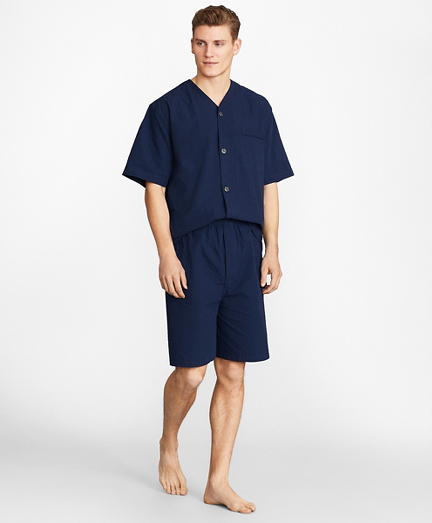 Seersucker Tonal Stripe Short Pajamas