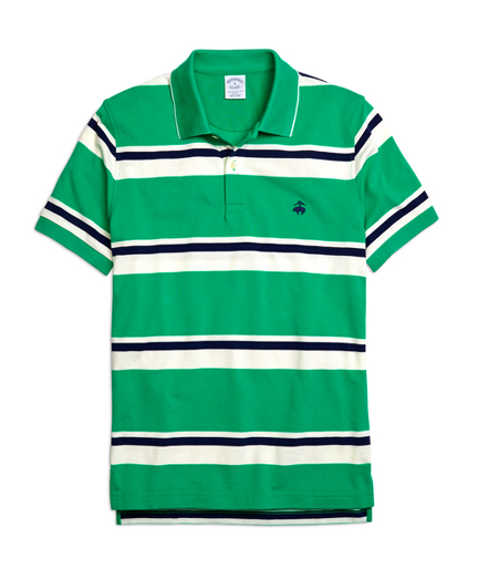 Slim Fit Wide Stripe Pique Polo Shirt