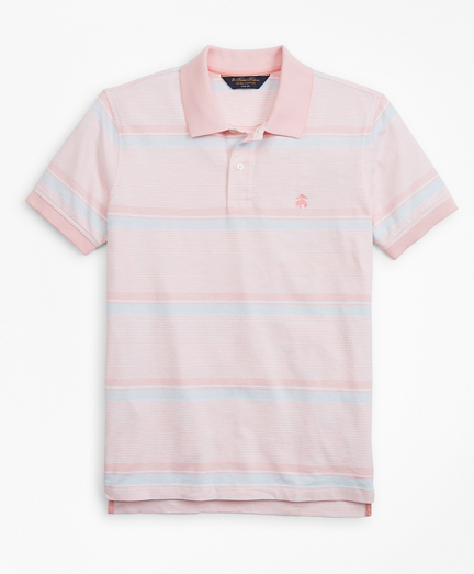 Original Fit Cotton and Linen Horizontal Stripe Polo Shirt
