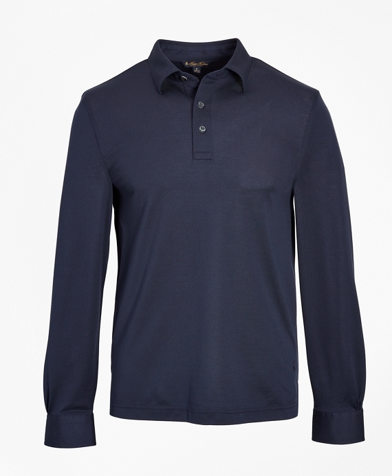 Tailored Lightweight Supima® Cotton Pique Long-Sleeve Polo Shirt ...