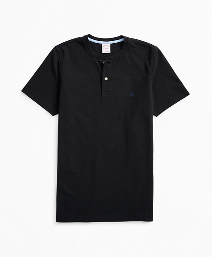 Short-Sleeve Cotton Pique Henley