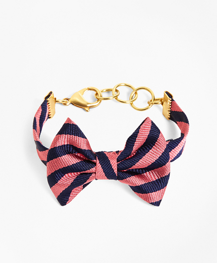 Kiel James Patrick Navy and Pink BB#5 Stripe Bow Tie Bracelet