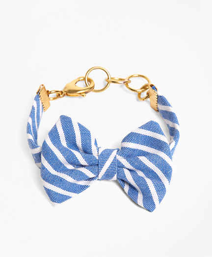 Kiel James Patrick Light Blue Stripe Bow Bracelet