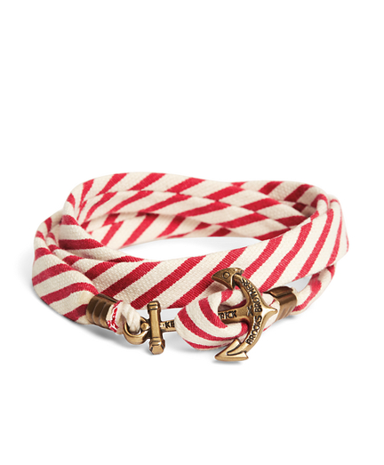 Kiel James Patrick Red and White Seersucker Lanyard Hitch Cord Bracelet