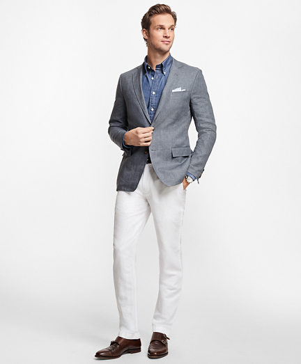 Clark Fit Linen and Cotton Chinos - Brooks Brothers
