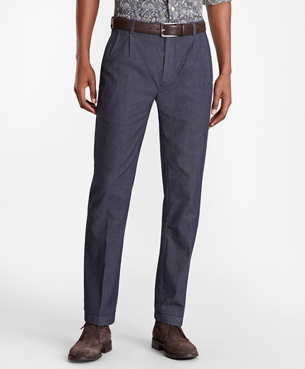 Soho Fit Indigo Double-Pleat Pants - Brooks Brothers