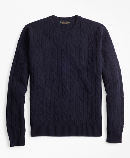 Lambswool Cable Crewneck Sweater | Brooks Brothers