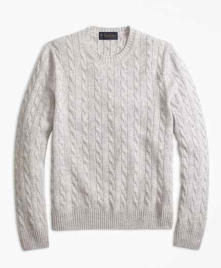 Cable-Knit Crewneck Cashmere Sweater 