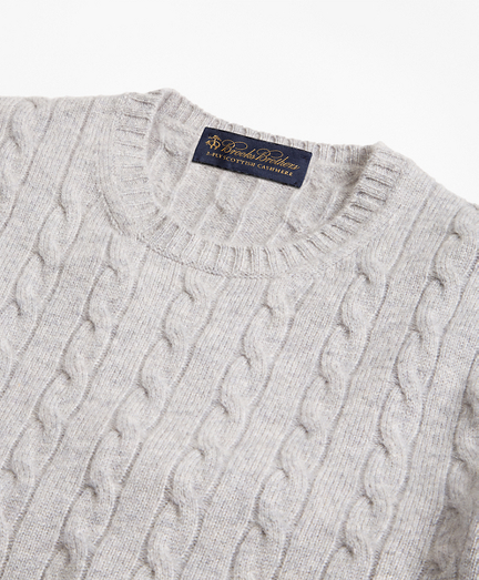 Cable-Knit Crewneck Cashmere Sweater - Brooks Brothers