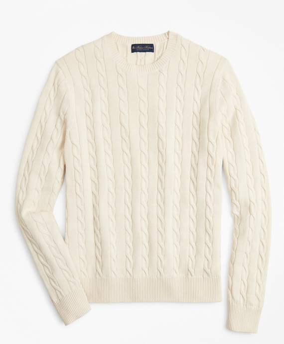 Supima® Cotton Cable Crewneck Sweater - Brooks Brothers