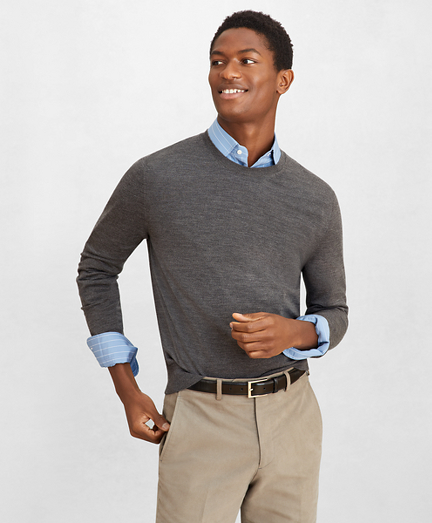 Golden Fleece&reg; 3-D Knit Fine-Gauge Merino Crewneck Sweater