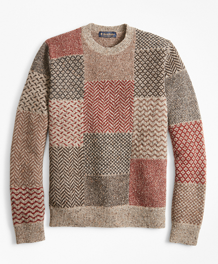 brooks brothers patchwork crewneck sweater