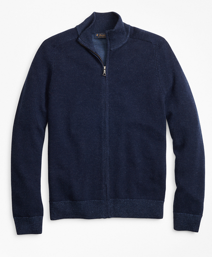 Washable Merino Wool Full-Zip Sweater - Brooks Brothers