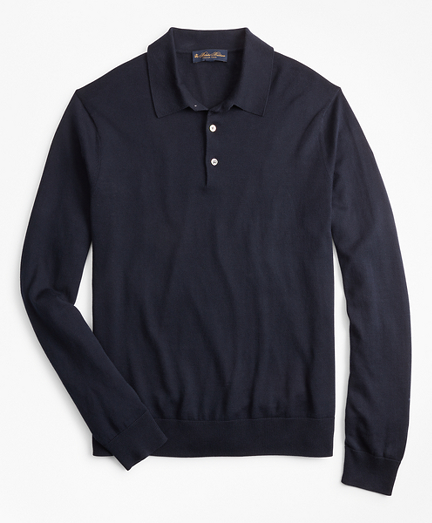 Silk And Cotton Polo Sweater - Brooks Brothers