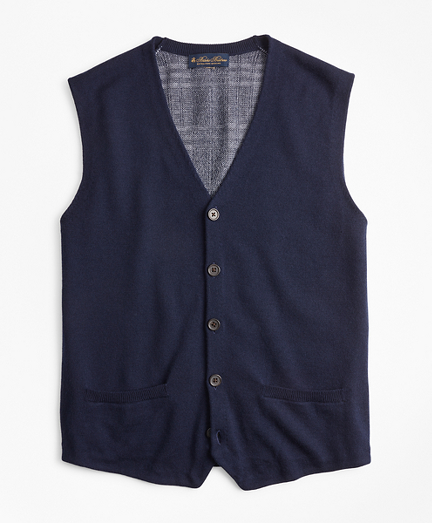 Washable Merino Wool Plaid Back Waistcoat