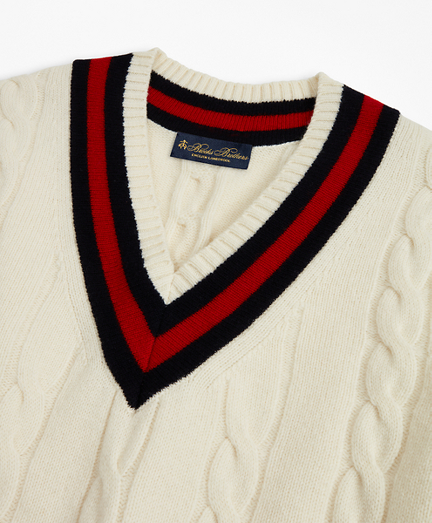 Lambswool Tennis V-Neck Sweater - Brooks Brothers