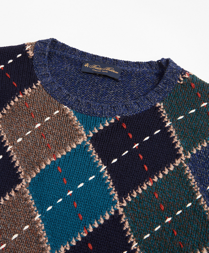 Merino Wool Argyle Crewneck Sweater - Brooks Brothers