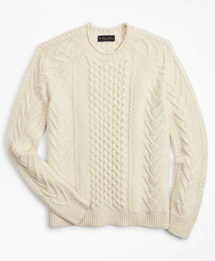 Merino Wool Fisherman Sweater - Brooks Brothers