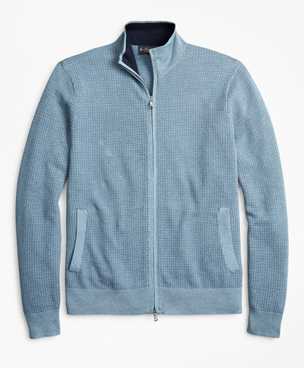 Supima® Cotton Textured Full-Zip Sweater - Brooks Brothers