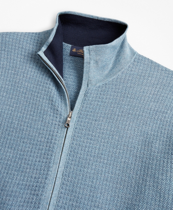 Supima® Cotton Textured Full-Zip Sweater - Brooks Brothers