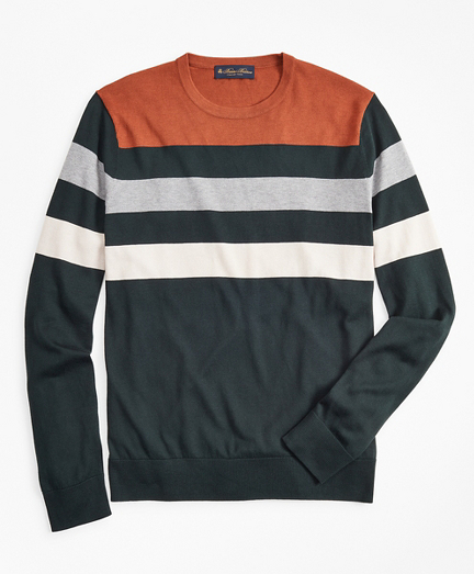 Silk and Cotton Stripe Crewneck Sweater